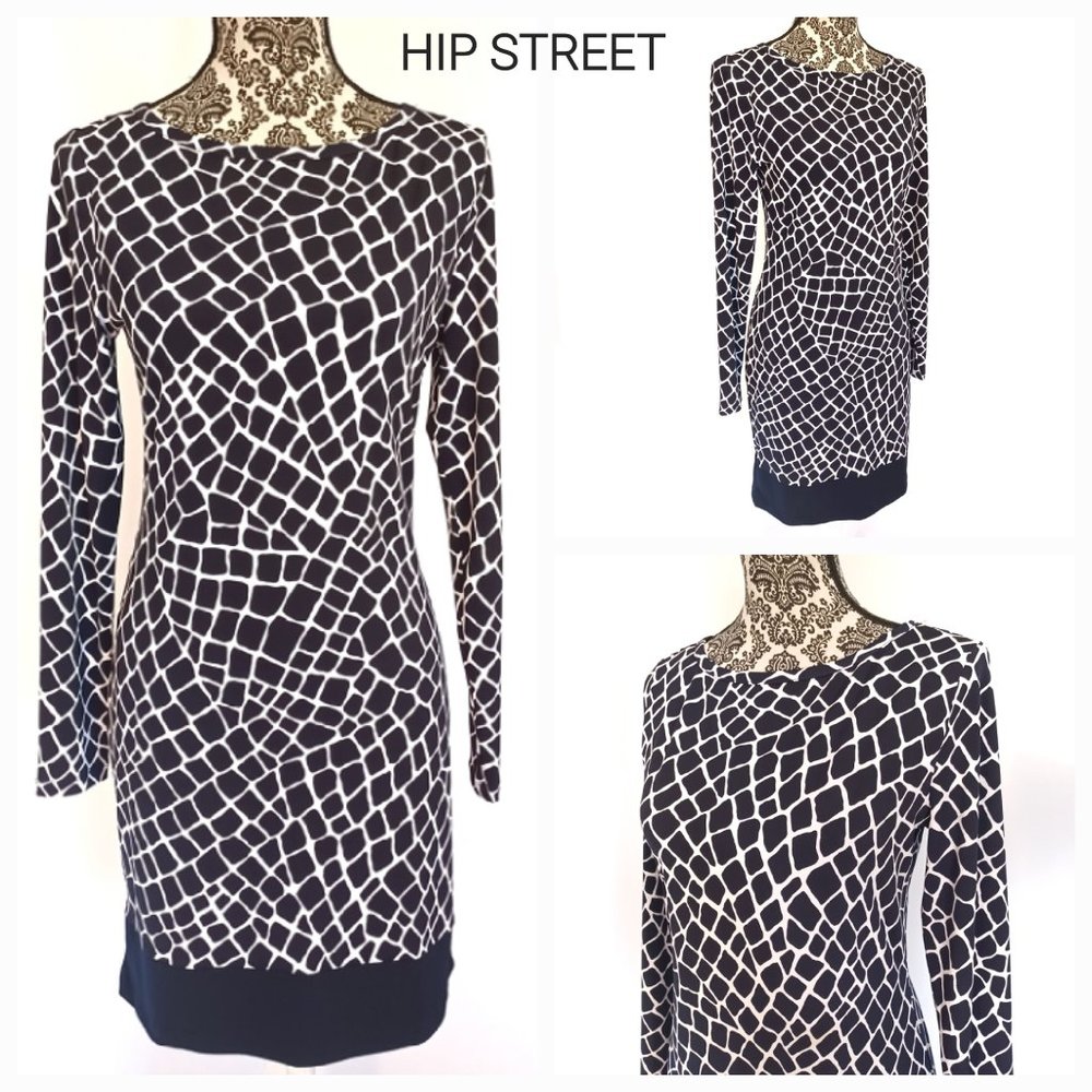 MICHAEL KORS Stretch Giraffe Print LS Shift Dress M
